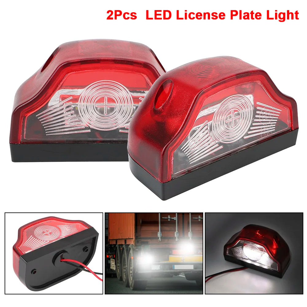 For Lorry Truck Trailer White Light 3 LED Car Number Lamps 2Pcs 12V-24V Car License Plate Light Car Accessories Waterproof Zpaxo