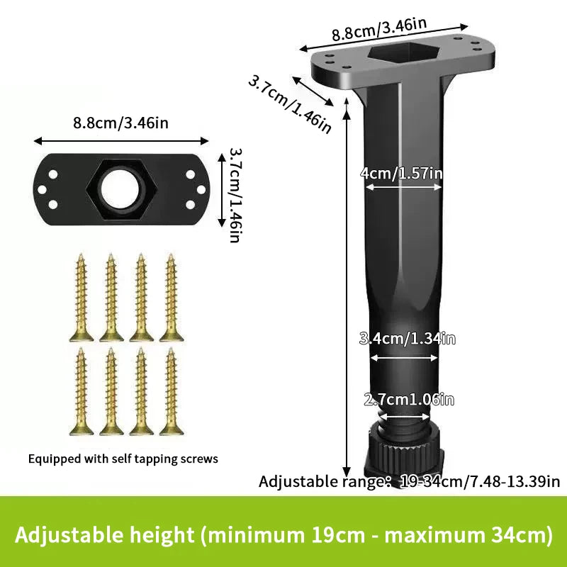 Telescopic Adjustable Bed Beam Support Foot Reinforced Plastic Zpaxo C