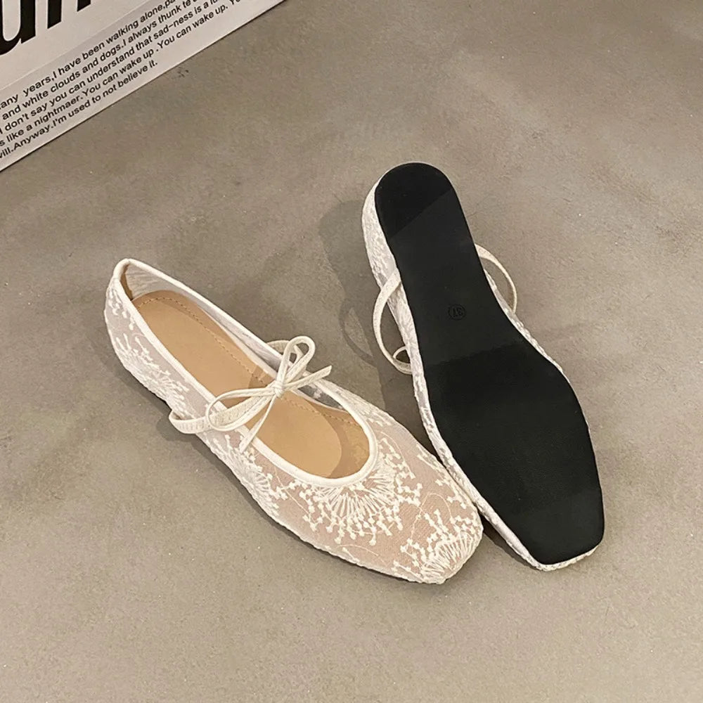 Breathable Women Mary Jane Flats Shoes Fashion Butterfly-knot Laides