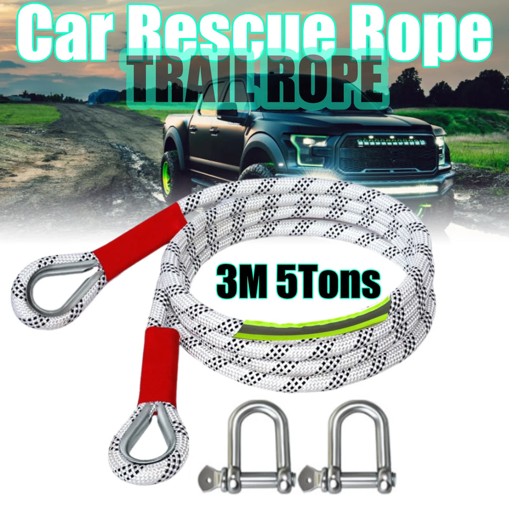 Car Tow Strap 3M 5Tons Outdoor Emergency Tow Ropes Off Road 4x4 Accessories Nylon Emergency Rescue Trailer Straps Pulling Ropes Zpaxo