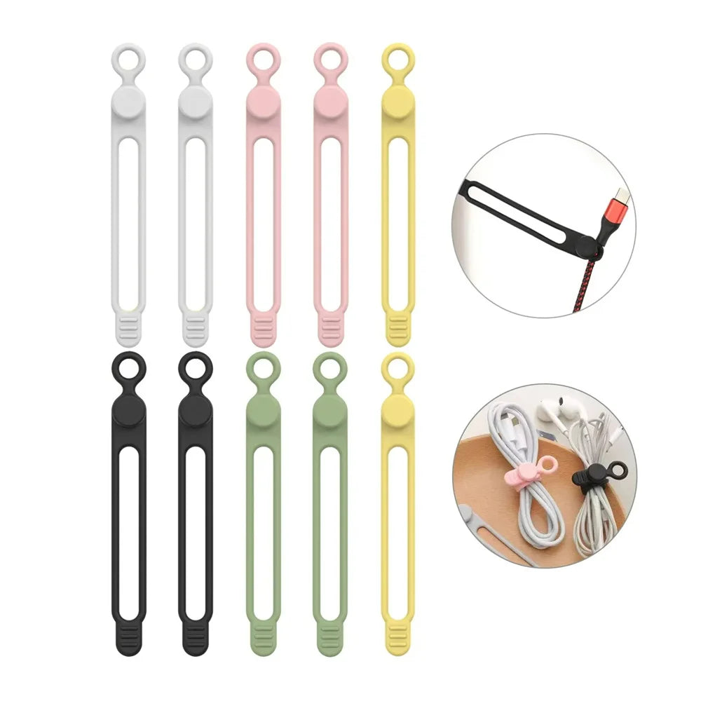 Silicone Cable Ties – Reusable Cord Organizer Straps Cable Organizer Ties Zpaxo 10pcs