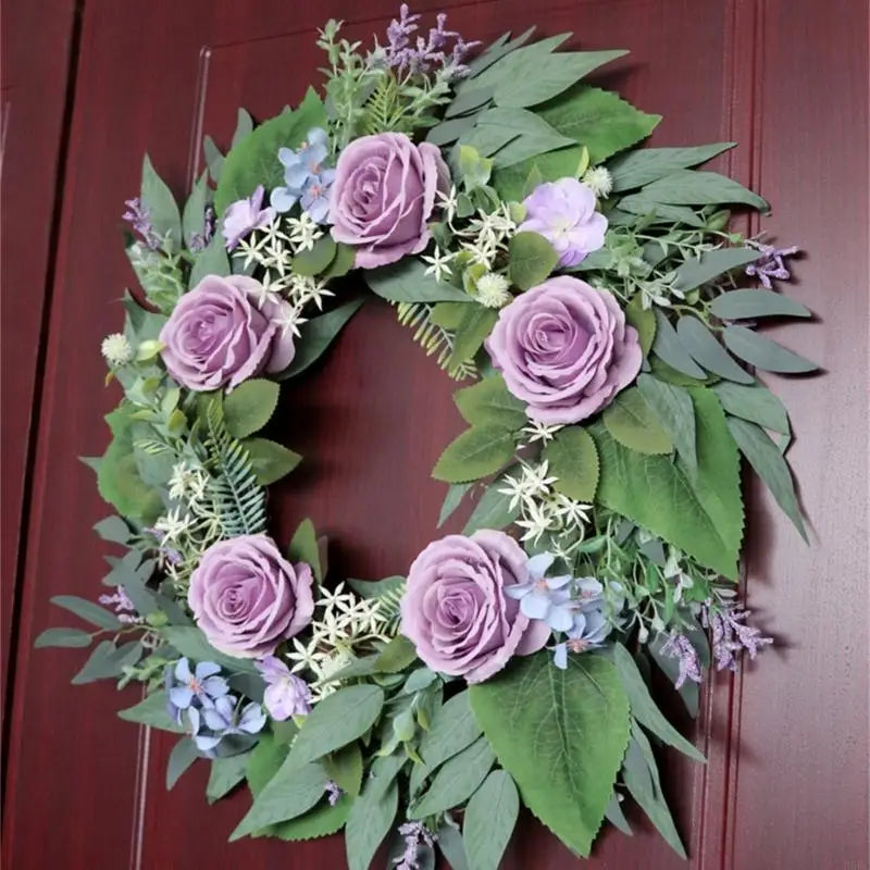 Artificial Purpler Rose Wreath Realistic Flower Wedding Party Inside