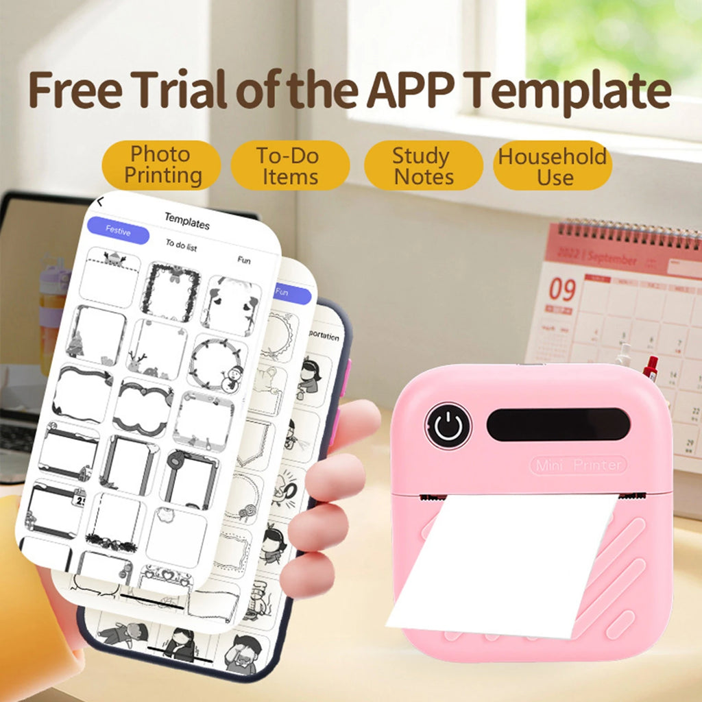 Thermal Printer 200DPI Sticker Printer Inkless APP Control Portable Bluetooth Sticker Maker Type C for Study Notes Labels Zpaxo