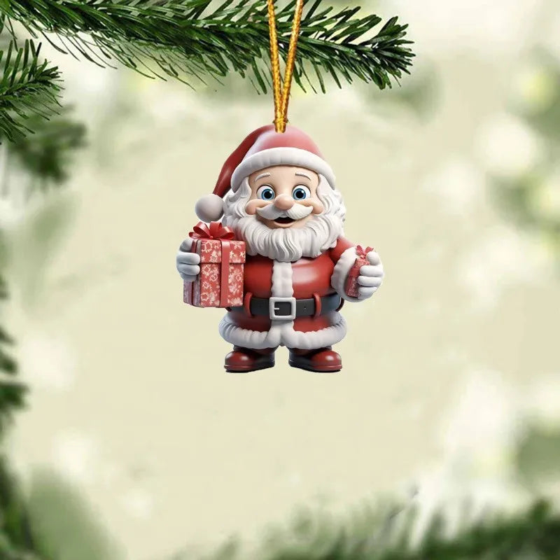 2D Santa Claus Acrylic Christmas Tree Hanging Ornament Christmas Ornament Zpaxo 8