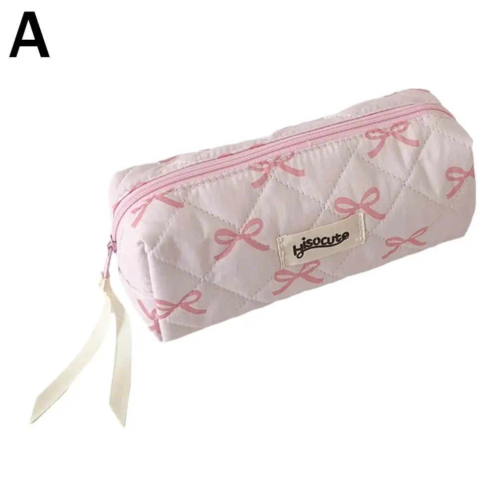 Cute Pink Bow Pencil Case – Large Capacity Girls Stationery Bag Pencil Case Zpaxo A