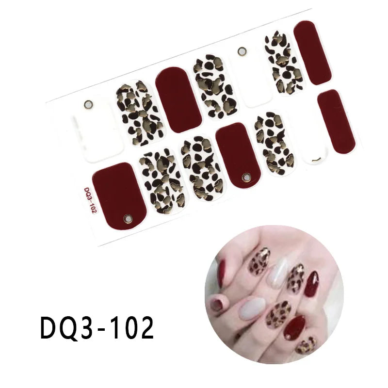 53 Colors Nail Polish Stickers Pure Strips Waterproof Adhesive Full