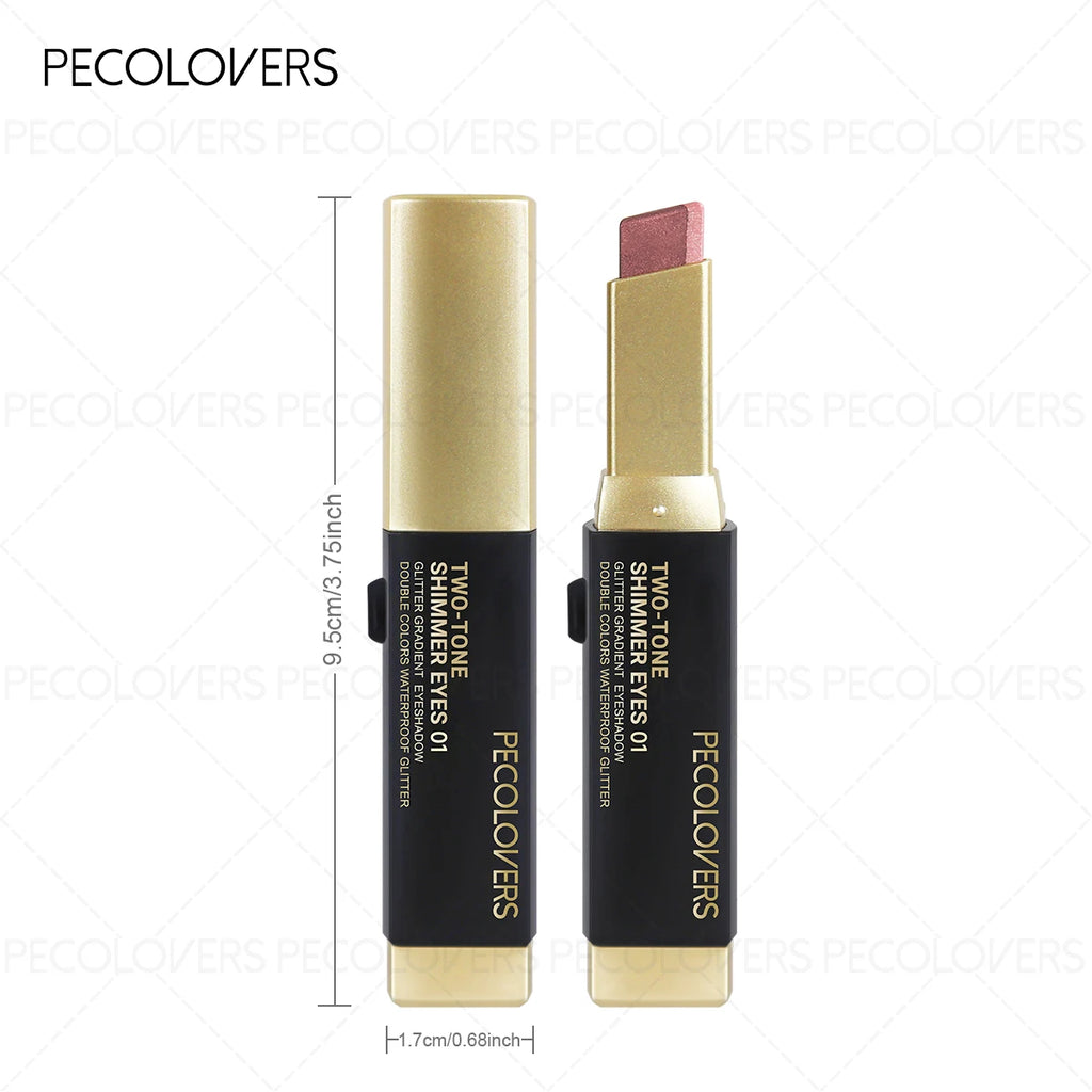 1PC Metallic Shimmer Duo Eyeshadow Stick - Pearlescent Matte, Multiple Color Options, Nude Makeup, Perfect for Christmas Makeup Zpaxo
