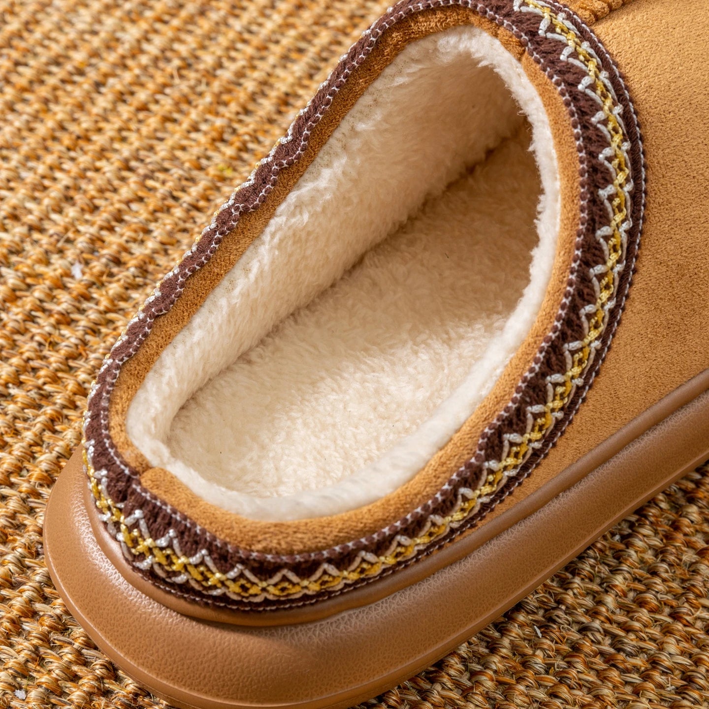 Men's Plush Fleece Lined Slippers Winter Warm House Shoes Thick EVA