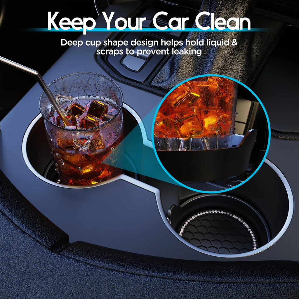 Rhinestone Car Cup Holder Coasters – Non-Slip Silicone Pads Car Cup Coaster Zpaxo
