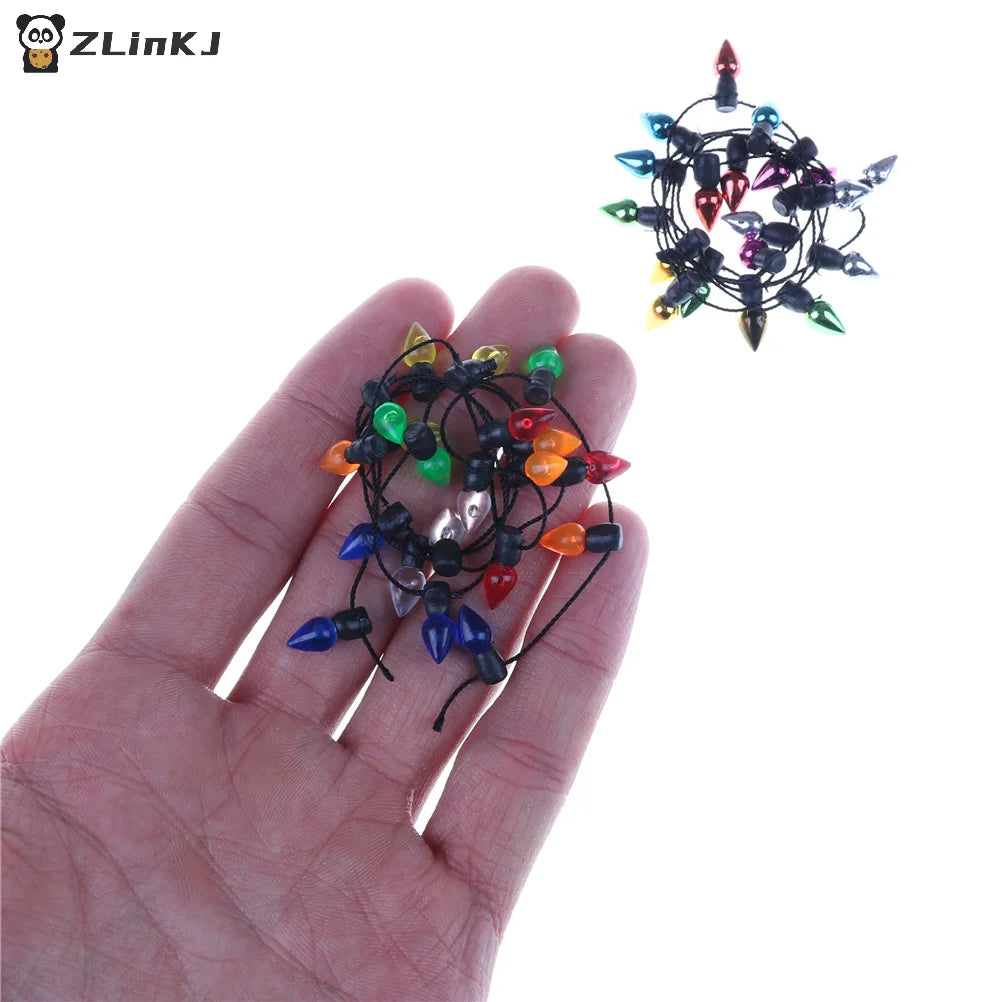 ▶1/12 Dollhouse Lamp Miniature 0.5m A String Of Multi-coloured Plastic Christmas Lights Doll House Decorating Props Zpaxo
