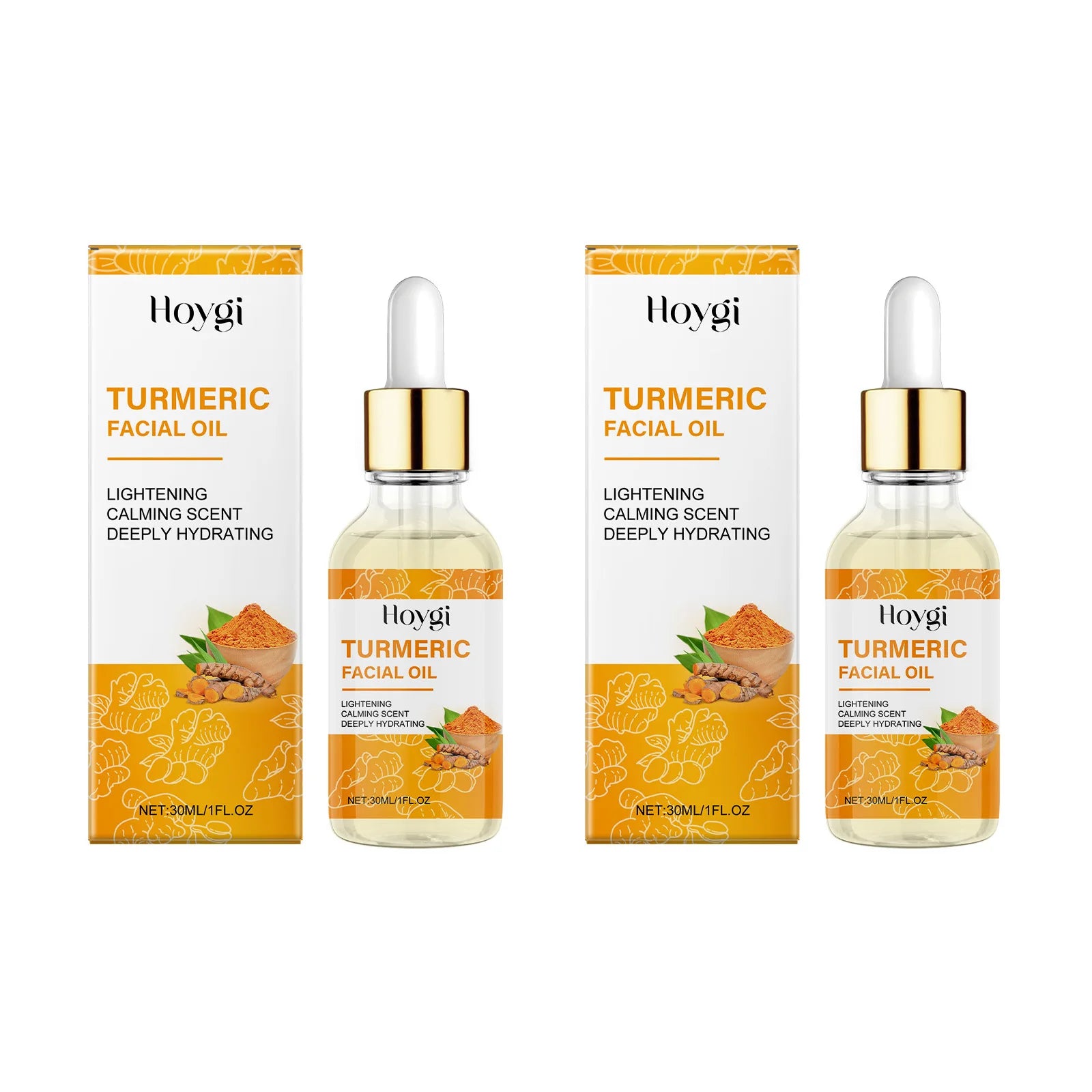 Turmeric Facial Essence Oil Nourishing Brightening Fade Dark Spot Skin Care Smoothing Firming Glowing Complexion Moisturizing Zpaxo 2 x 30ml Boxed