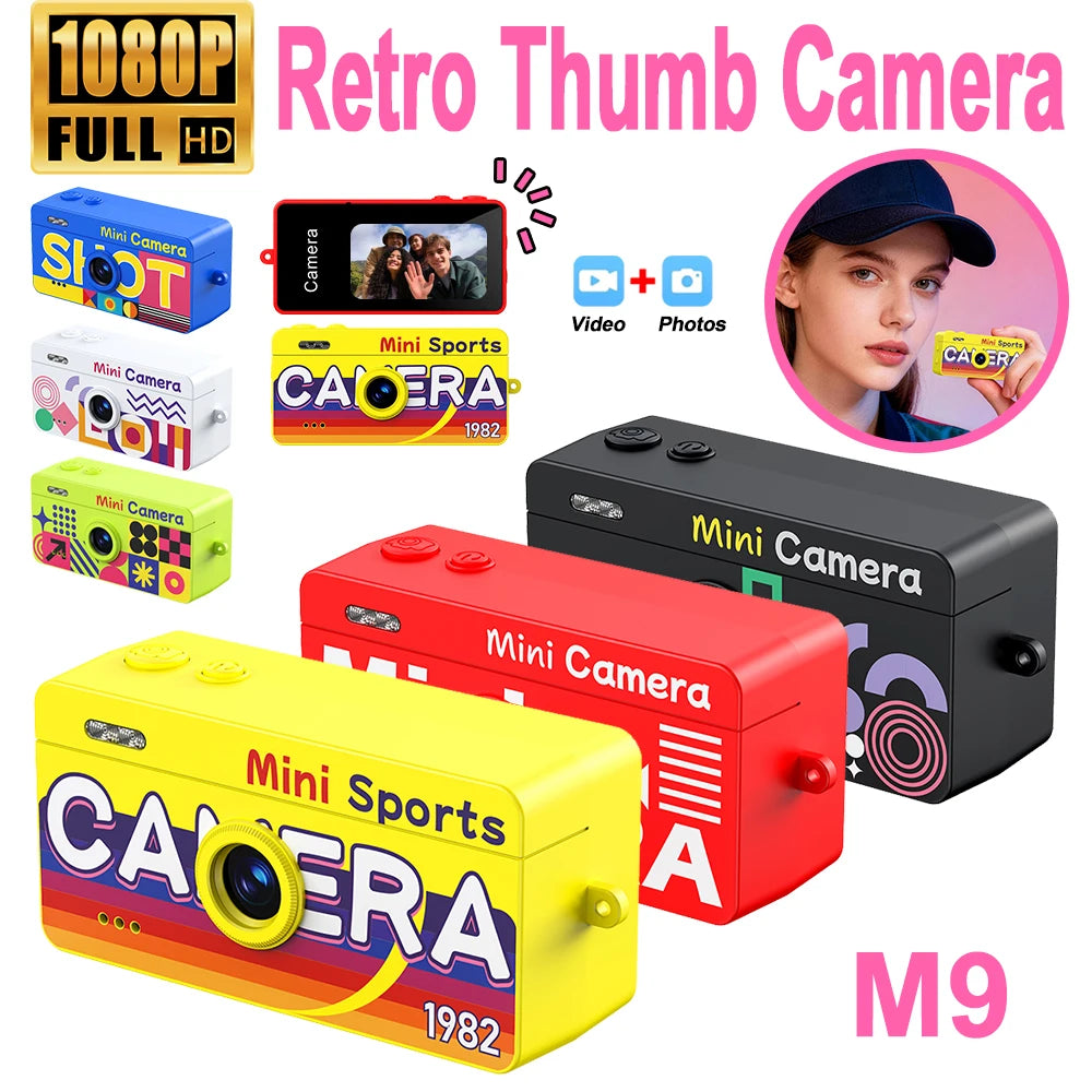 M9 Retro Mini Keychain Thumb Camera 1080P HD Recorder Multiple Filters Cam Built-in Flash Auto Focus LCD Screen Portable Camera Zpaxo