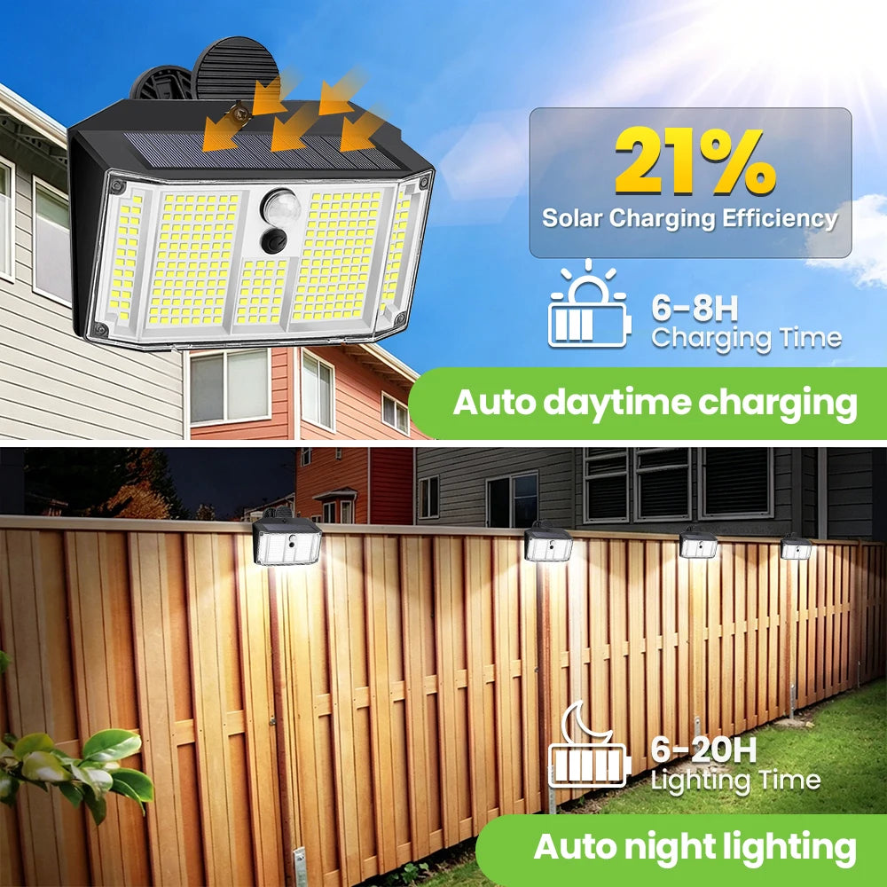 268 LED Clip On Solar Lights Outdoor 3 Lighting Modes Motion Sensor IP65 Waterproof Solar Lights for Deck Yard Garden Camping Zpaxo