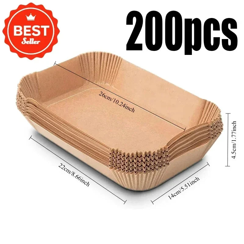 Disposable Air Fryer Paper Non-Stick Kitchen Baking Airfryer Mat Oilproof Micro-wave Barbecue Pad Baking Paper Liner Accessories Zpaxo 200PCS
