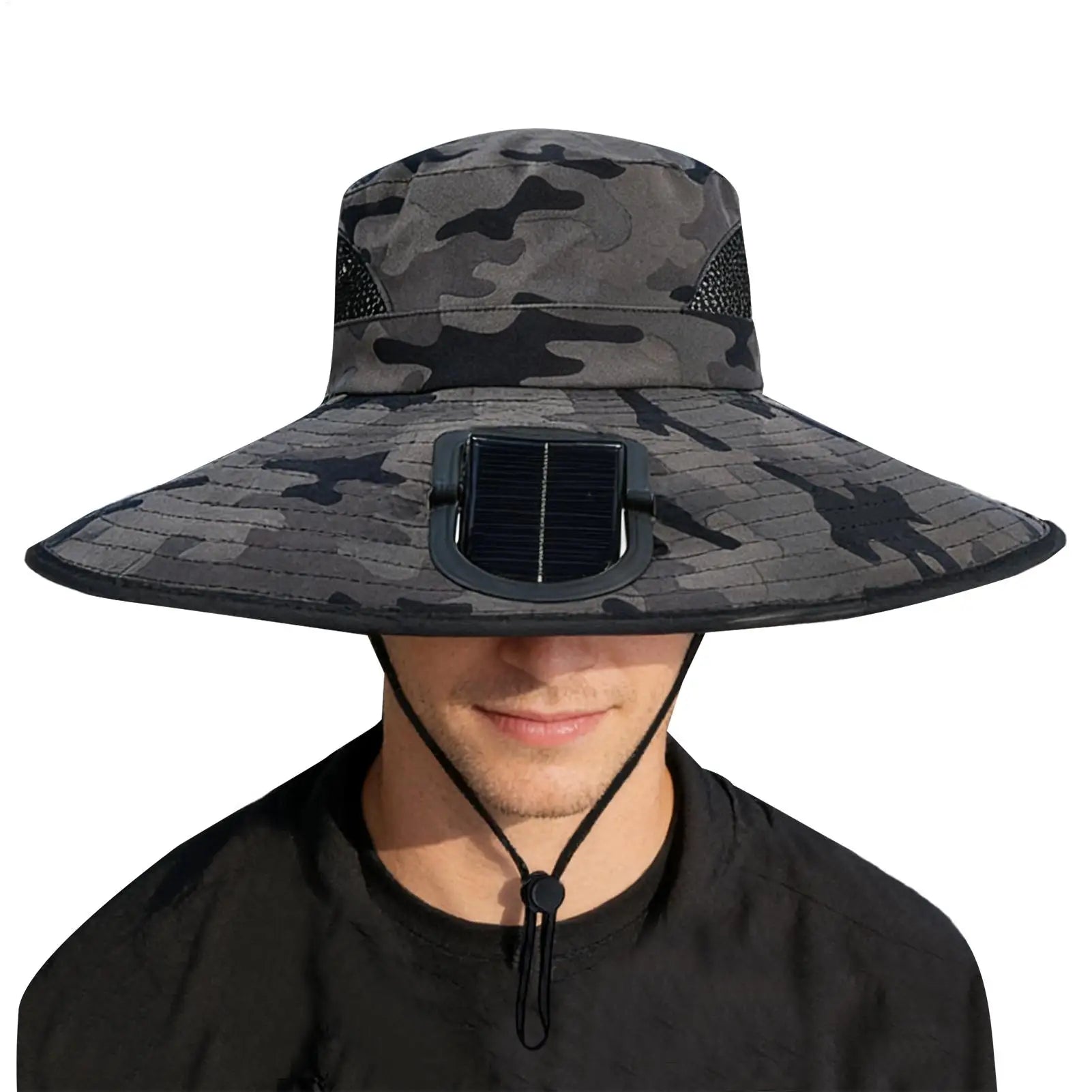 Solar Fan Fishing Hat – UV Protection Wide Brim Cooling Cap Solar Fan Outdoor Hat Zpaxo