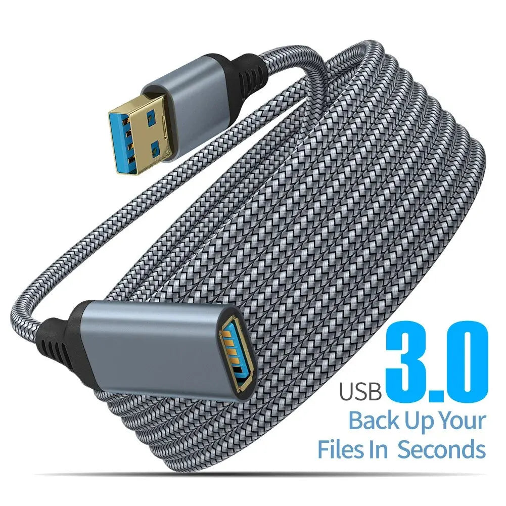 USB 3 0 Extension Cable 5Gbps Speed Cord Nylon Braided Extender Data