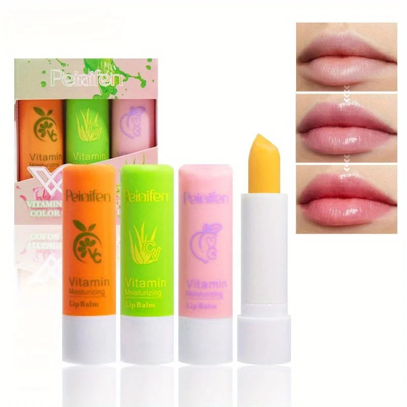 3-pack Set, Moisturizing Lip Balm, Moisturizing and Hydrating, Anti-drying, Cracking, Peeling, Fading Lip Lines, Fruit Lip Balm Zpaxo 3 Colors