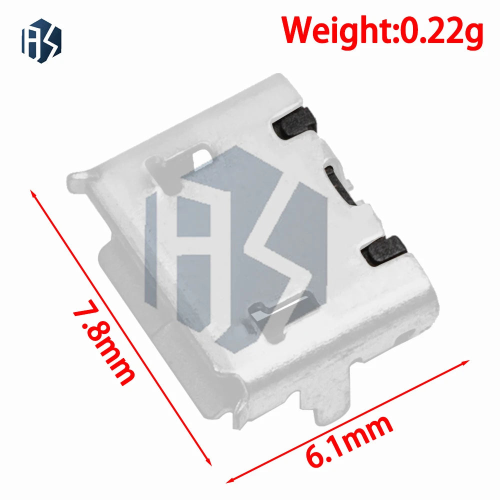 Tail Micro USB Charging Jack 5Pin PCB Mount Electrical Connector Zpaxo