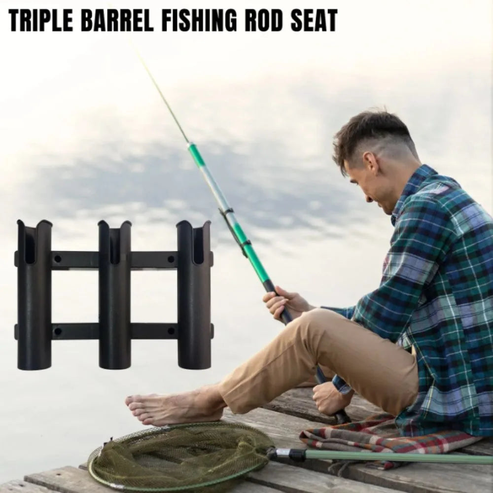 Durable Plastic Fishing Rod Racks ABS Material Three-Tube Design Fishing Rod Bracket Portable Mount Saltwater Proof Zpaxo