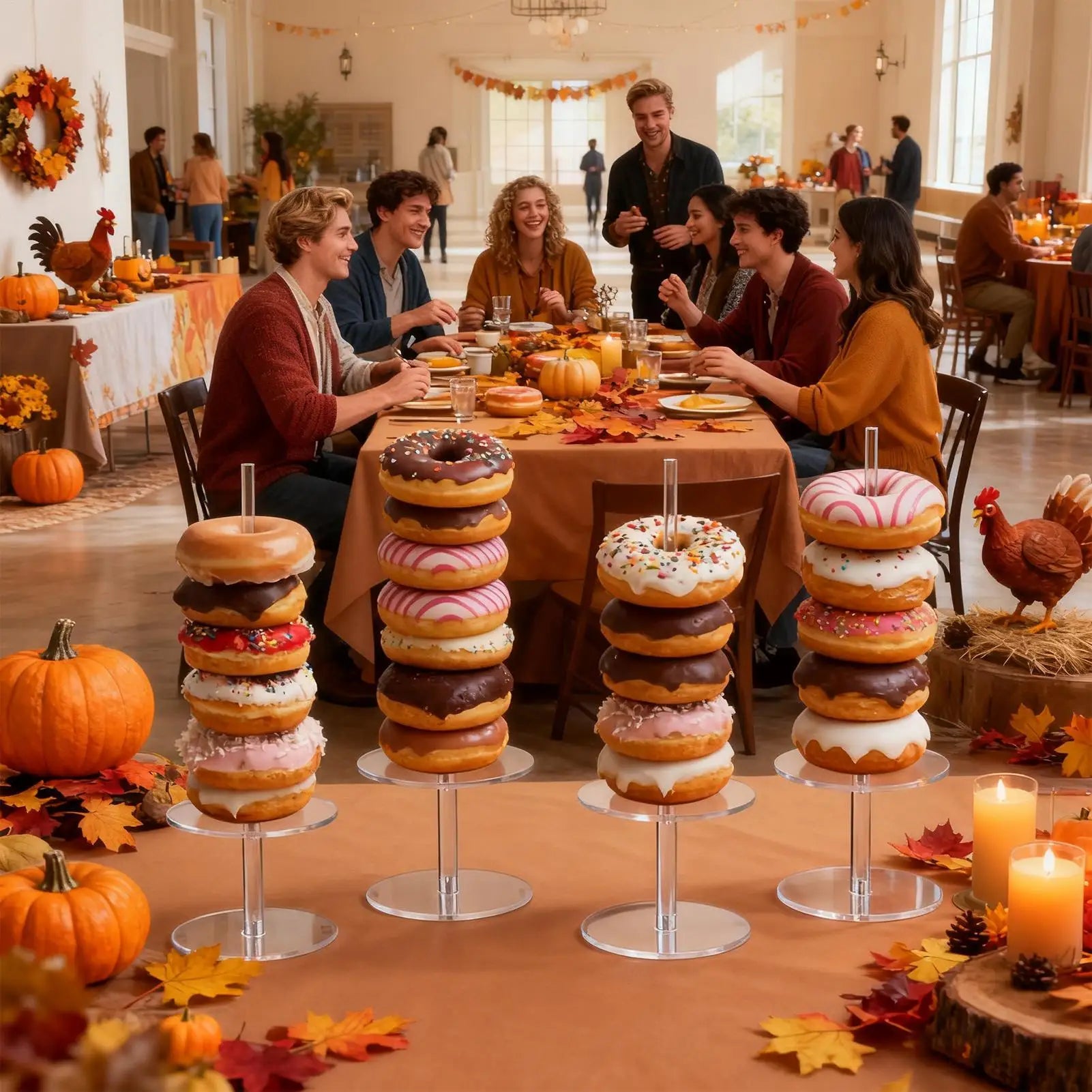 Donut Stand 4 Acrylic Non-slip Dessert Table Bagels Tower Party Food