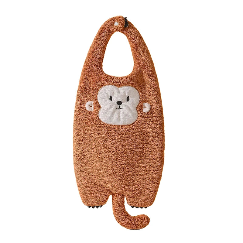 Coral Velvet Towel Cute Hanging Cartoon Kitchen Bathroom Absorbent Zpaxo StyleA