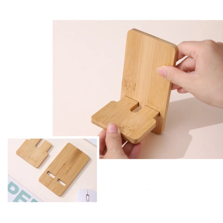 Bamboo Wood Desktop Phone & Tablet Lazy Stand Dock
