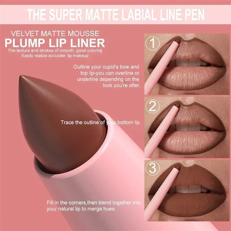 Waterproof Matte Lipliner Pencil Red Contour Tint Lipstick Long Zpaxo