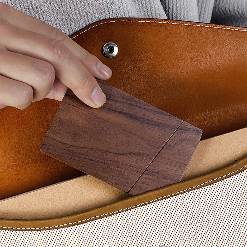 Portable Walnut Wood Business Card Holder Slim Card Case For Men Wooden Business Card Ganizer Desk Accessories Zpaxo