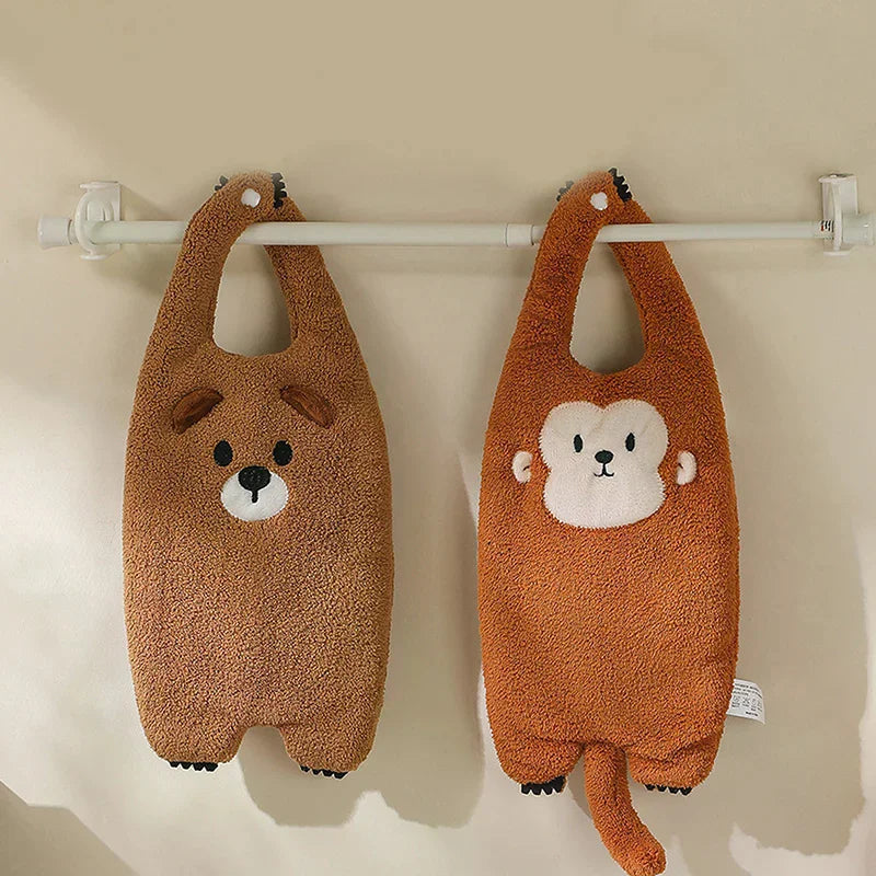 Coral Velvet Towel Cute Hanging Cartoon Kitchen Bathroom Absorbent Zpaxo