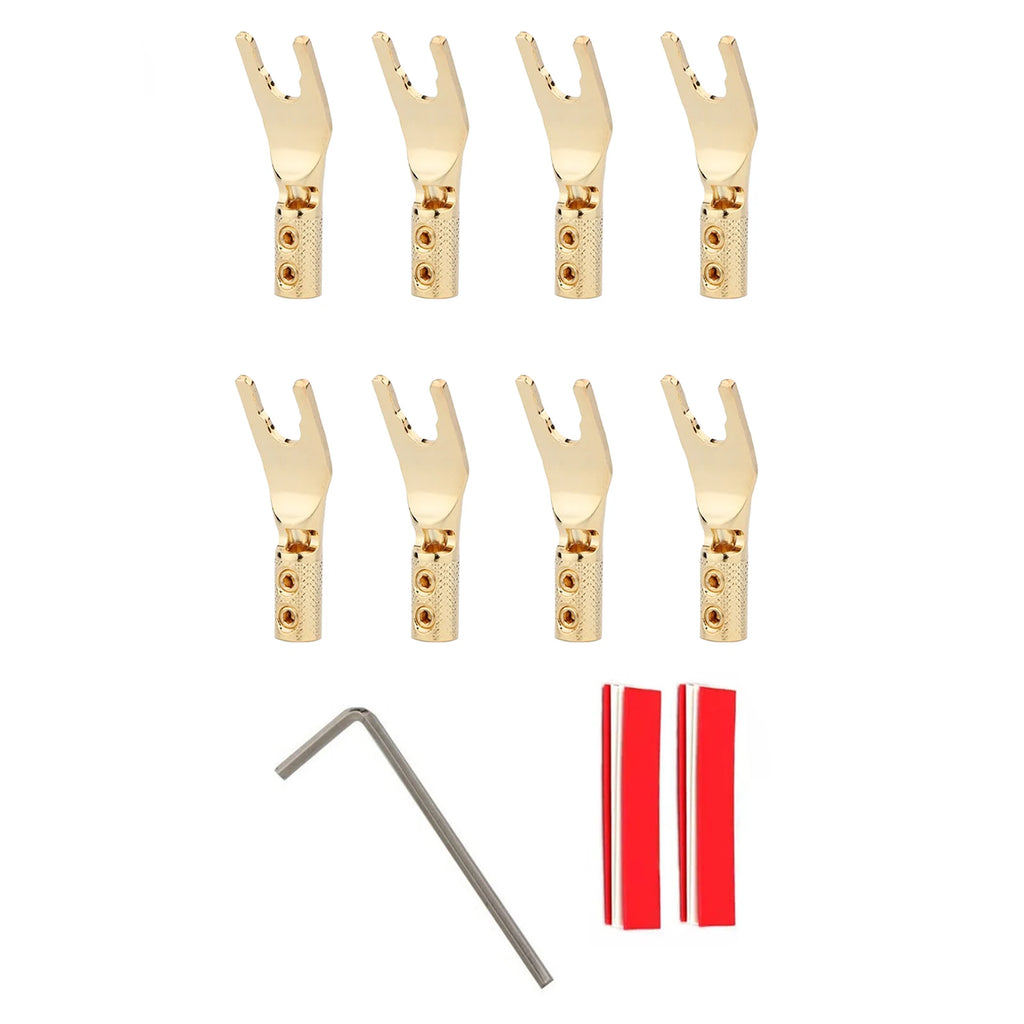 Y Spade Connector Plug Fork Connectors Copper Gold Plated Loudspeaker