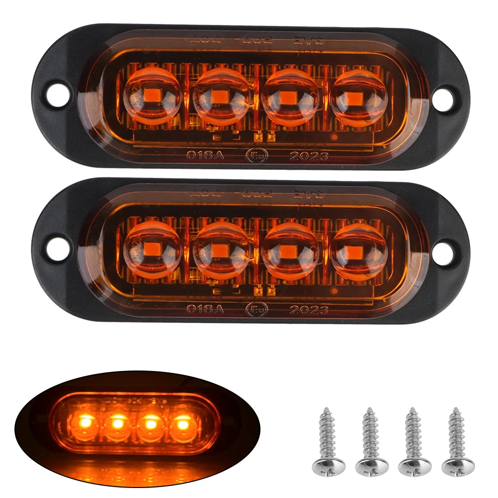 4LED LED Side Light Car Truck Trailer Beacon Lamp Warning Light DC 12V 24V Marker Light Waterproof Zpaxo Yellow