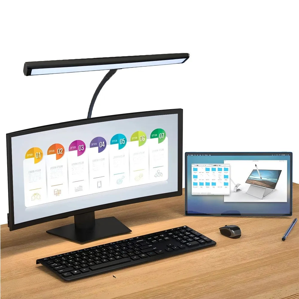 LED Desk Lamp Eye-Care Reading Desk Lamp with Flexible Gooseneck Stepless Dimming 2700K-6500K Temperature Adjustable for Home Zpaxo