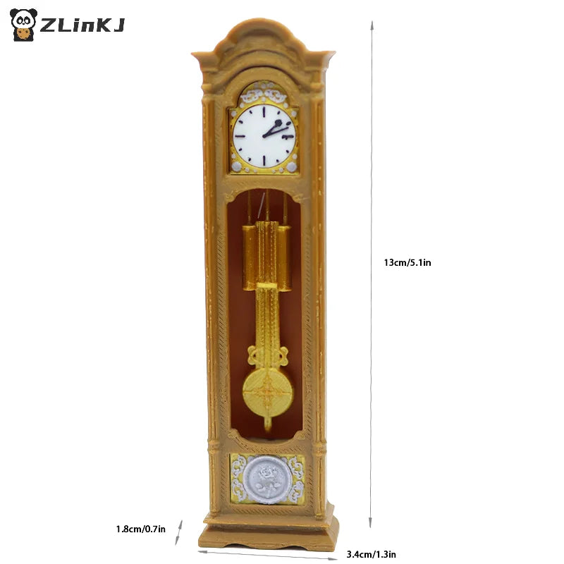 ▶1/12 Dollhouse Retro Standing Clock Grandfather Clock Model Dollhouse Living Room Furniture Decoratio Doll House Scene Ornament Zpaxo