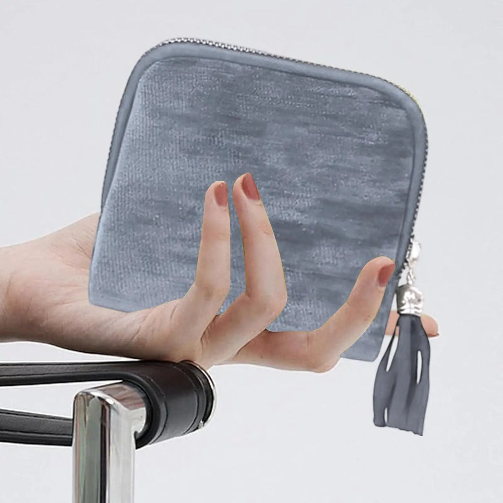 Velvet Travel Jewelry Pouch Roll Organizer Zipper Closure Necklace
