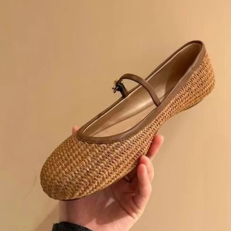 Spring Summer 2025 Shoes Weaving Hollow Out Design Sandals Square Toe