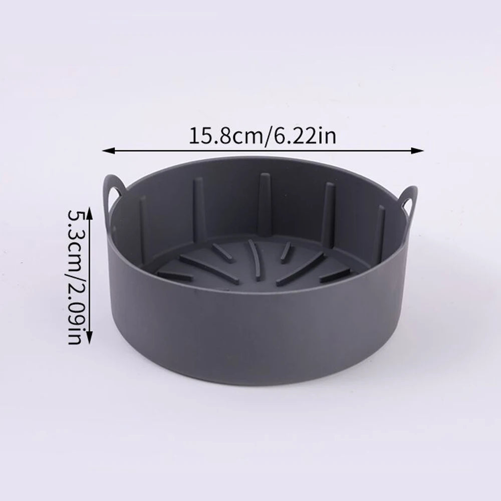 Air Fryer Silicone Pot Airfryer Liners Reusable Silicone Basket Oven Liner Baking Tray Pan Accessories Zpaxo 16cm Gray