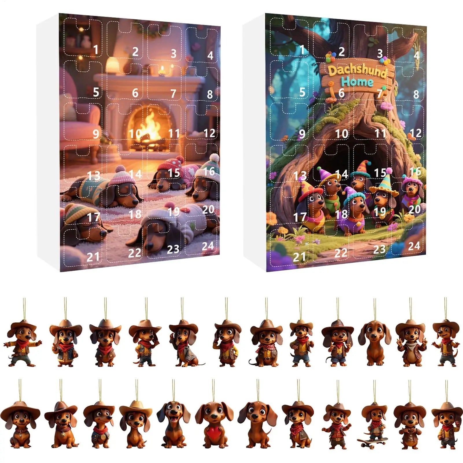 Dachshund Advent Calendar 2025 Christmas Countdown 24 Days 2D Acrylic