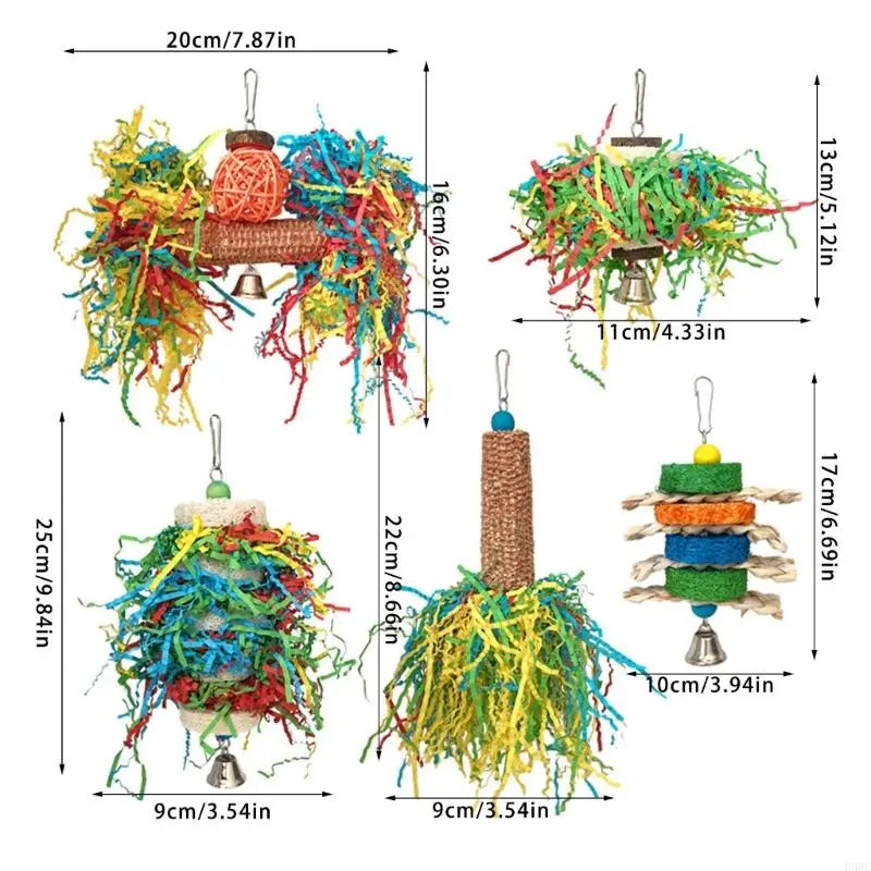 Interactive Bird Toy Natural Chew Colorful Paper Shredding Parrot