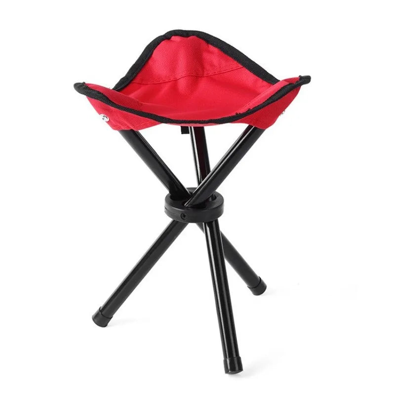 Thickened Fishing Stool Camping Three Legged Stool Small Horse Tie Folding Chair Outdoor Portable Folding Triangle Stool Gift Zpaxo Red L