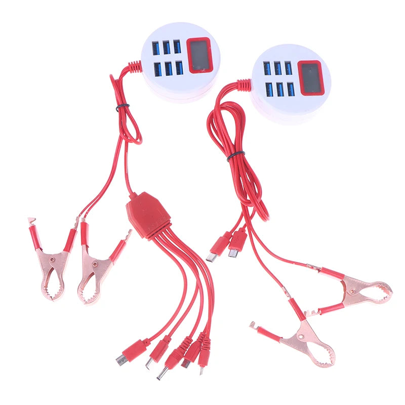6-Port USB Clip Battery Charger with LCD Display | 5V 1A