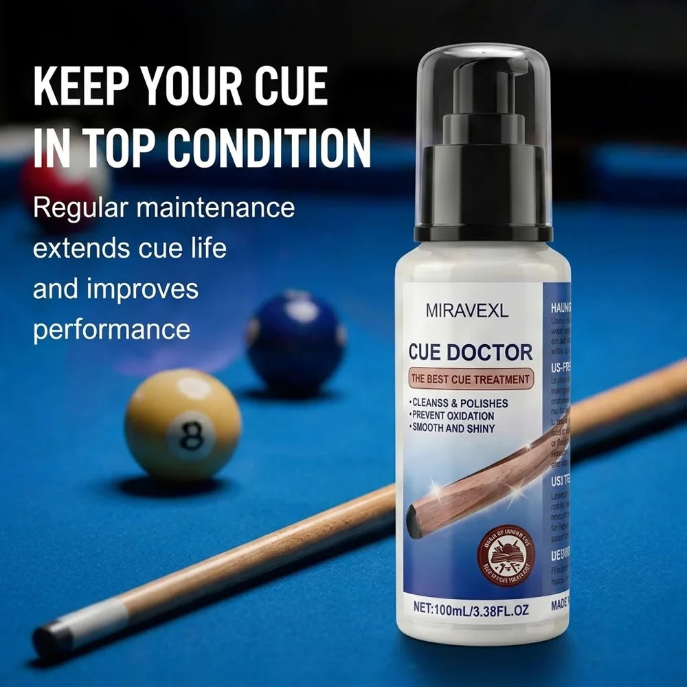 MIRAVEXL 100ml Pool Cue Shaft Cleaner Polish Conditioner Set Billiard Snooker Accessories Maintain Smooth W/ Cleaning Cloth Zpaxo