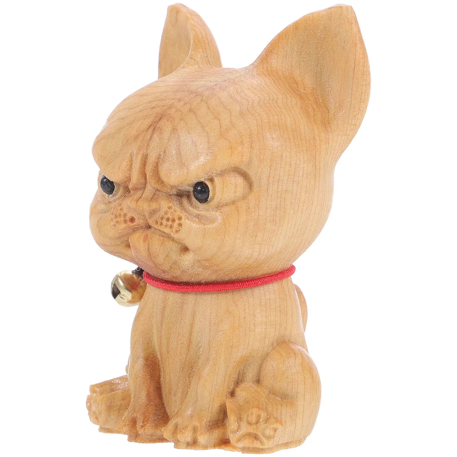 Natural Cedar Wood Carving Animal Statue Bull Terrier Ornament Living