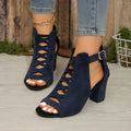 Women Elegant Sandals 2025 Thick Heel Chunky Heels Shoes Open Toe Zpaxo Blue 43
