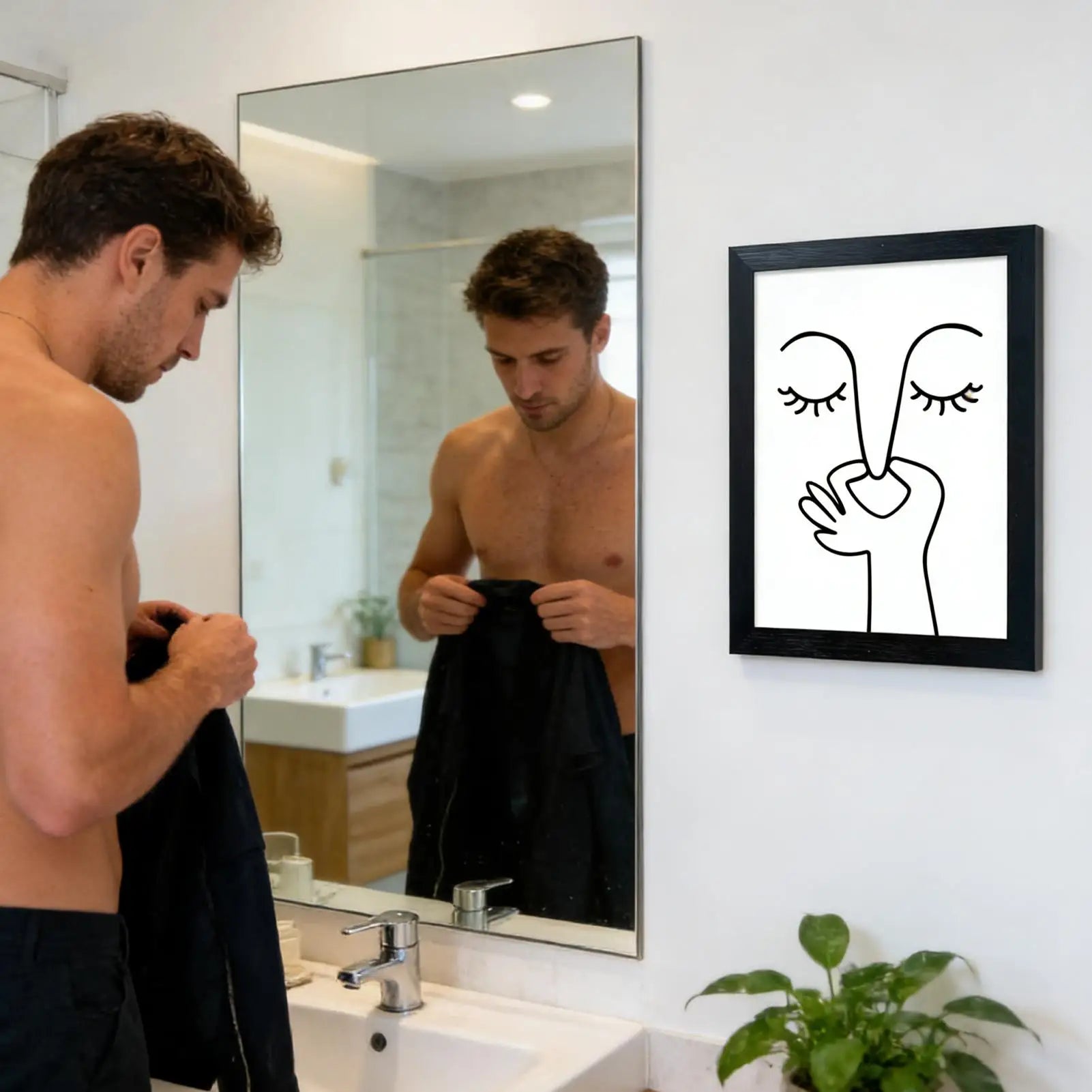 Funny Bathroom Wall Decor 30x40cm Unframed Poster Humorous Pinching