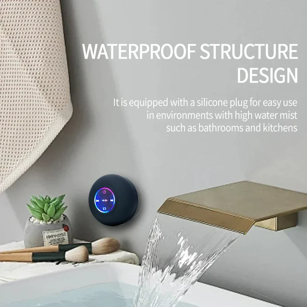 Portable Wireless Bluetooth Speaker LED IPX4 Waterproof Loudspeaker Outdoor Bathroom Large Suction Cup Mini Stereo Sound Box Zpaxo
