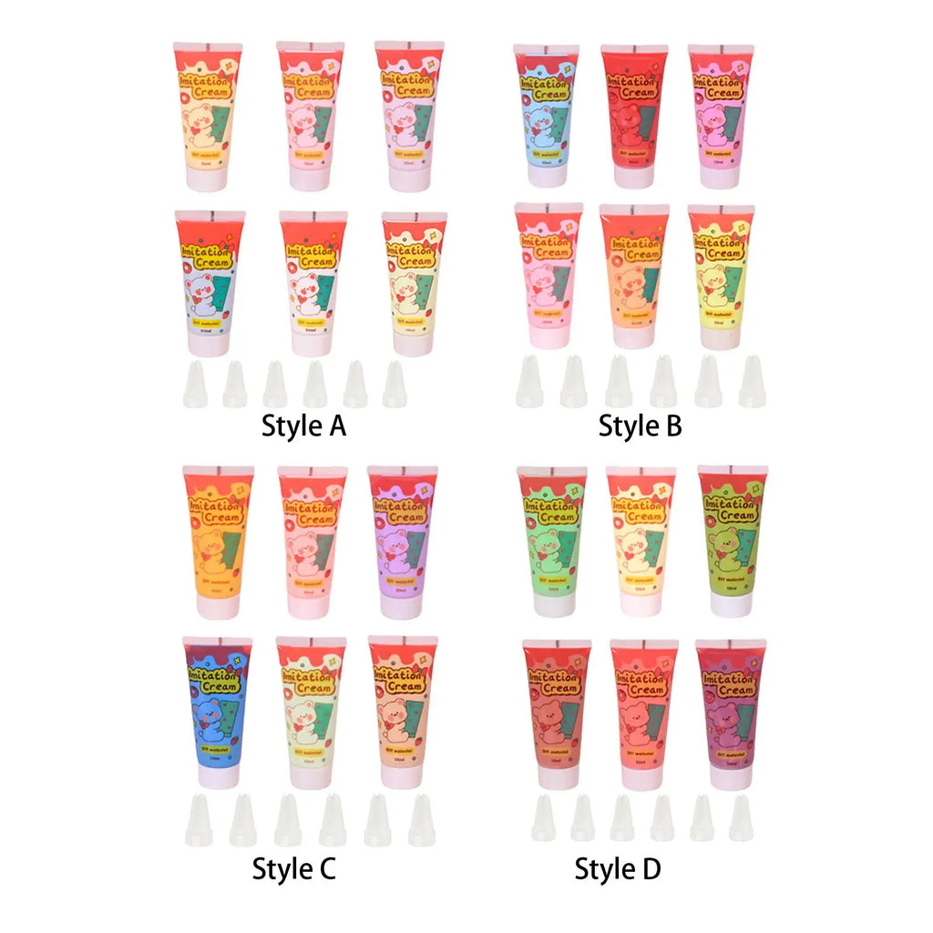 6x Cream Clay Glues DIY Phone Case Making 50G Cream Adhesive Simulation Whipped Cream Glue Set for Art Craft Projects Moulding Zpaxo