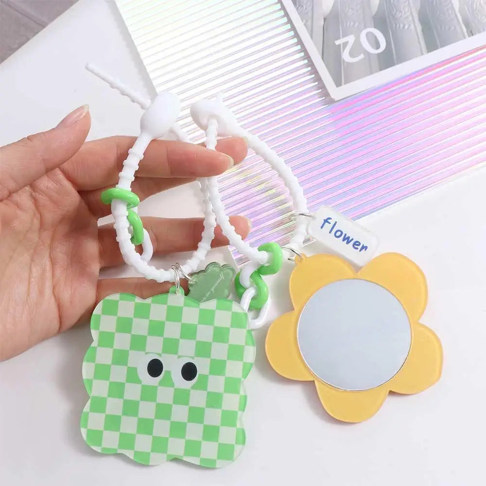 Tulip Flower Small Mirror Cartoon Keychain Little Bear Acrylic Zpaxo