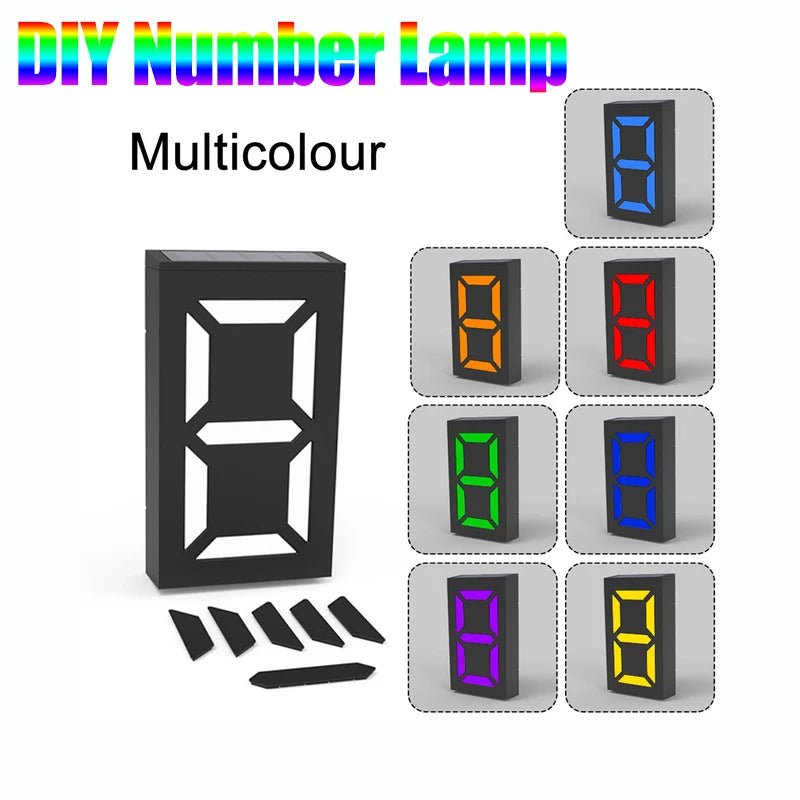 Solar LED Number 0-9 Lights Outdoor House IP65 Waterpoof Garden Zpaxo DIY RGB