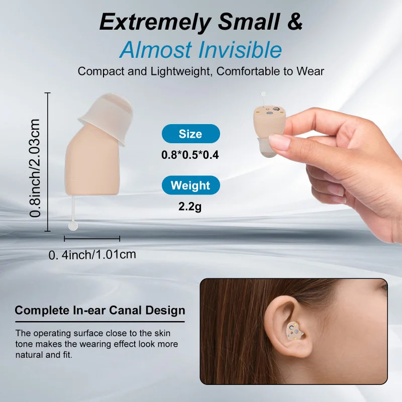 CIC Mini Rechargeable Hearing Aid Deaf Aids Elderly Amplifier