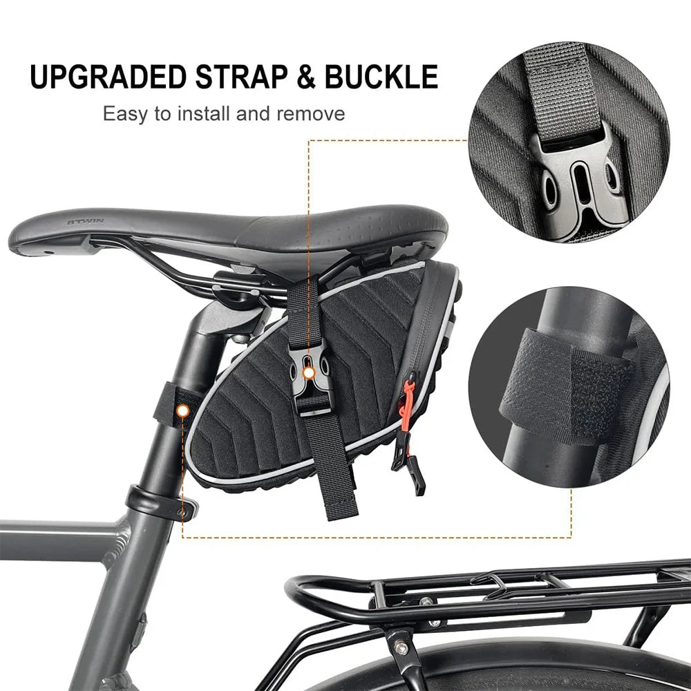 Toptrek Reflective Safety Waterproof Bike Saddle Bag Hard Shell Storage Seat Bag MTB Road Outdoor Bike Accessories Essentials Zpaxo